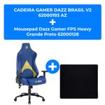 kit cadeira gamer dazz brasil v2 cor azul 62000193 + mousepad dazz gamer fps heavy