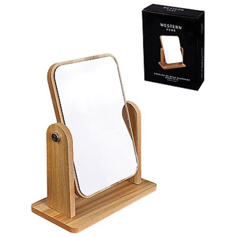 espelho de mesa western quad bambu 18cm