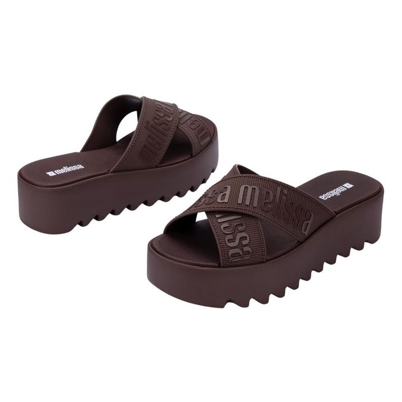 sandália plataforma feminina n°35 melissa m-lover cross strap marrom (mp)
