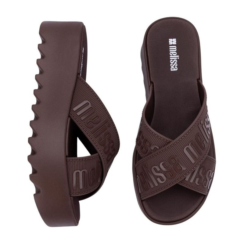 sandália plataforma feminina n°35 melissa m-lover cross strap marrom (mp)