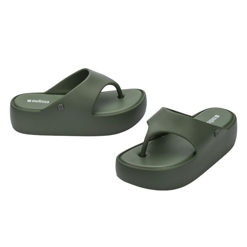 sandália plataforma feminina n°36 melissa free platform thong verde oliva (mp)
