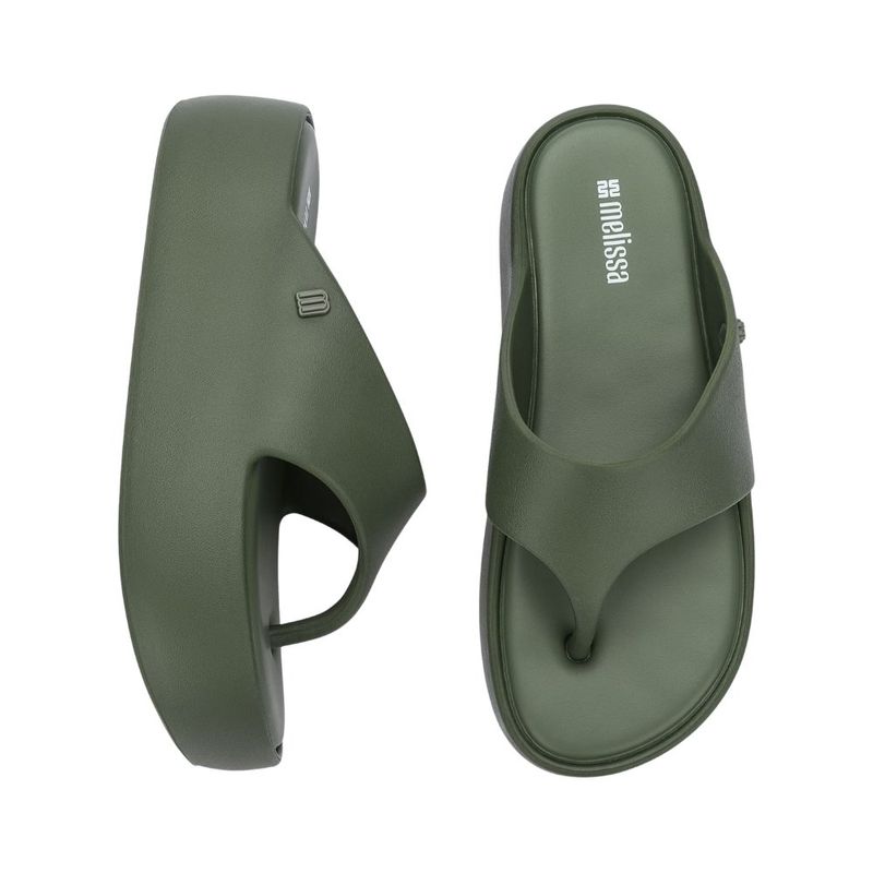 sandália plataforma feminina n°36 melissa free platform thong verde oliva (mp)