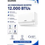 ar-condicionado split inverter 12.000 btus baumon hi-wall 220v 60hz gás r32a branco