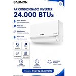 ar-condicionado split inverter 24.000 btus baumon hi-wall 220v 60hz gás r32a branco