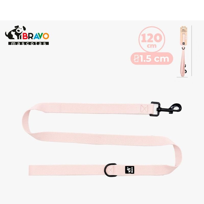 guia para cães bravo mascotes p rosa 120cm (mp)