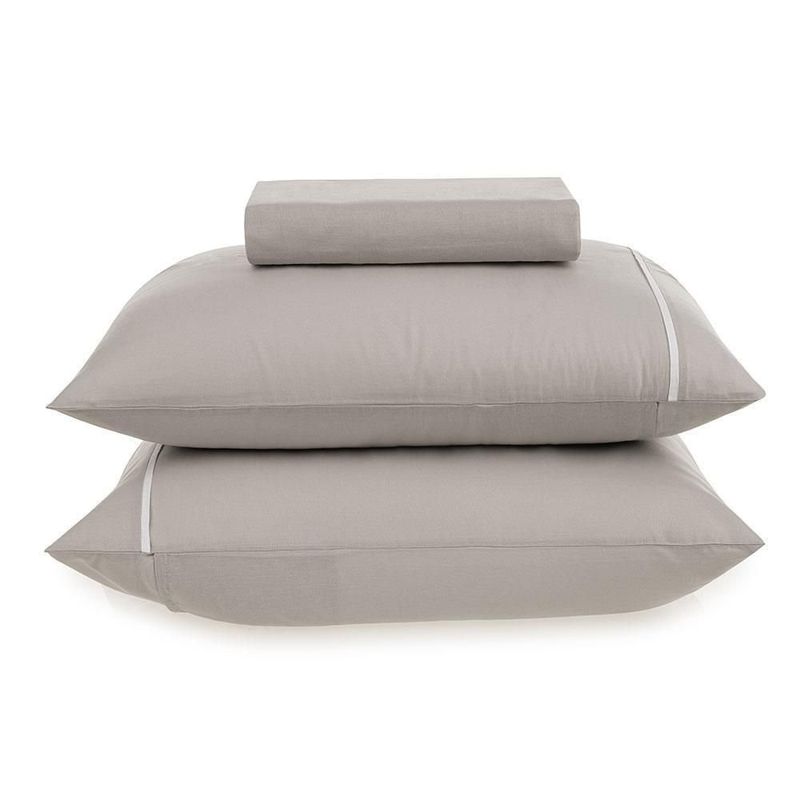 jogo de cama 3 peças king karsten noah 160 fios prata e branco 193x203cm (mp)