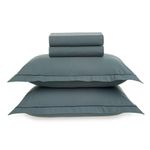 jogo de cama 4 peças queen karsten deliz 200 fios azul e chumbo 240x250cm (mp)