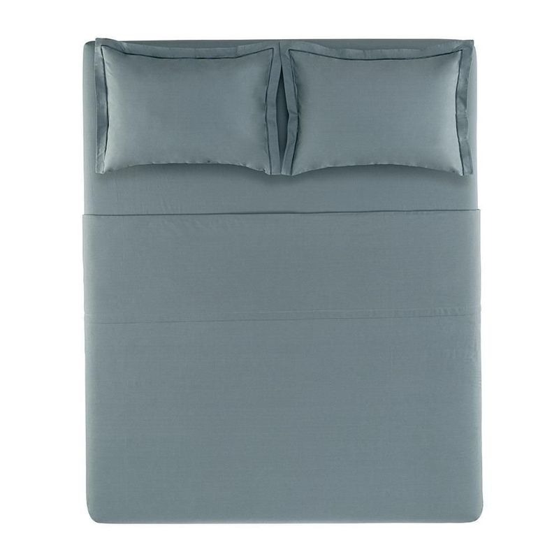 jogo de cama 4 peças queen karsten deliz 200 fios azul e chumbo 240x250cm (mp)
