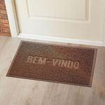 tapete uzoo capacho vinil bem vindo marrom 60x40cm (mp)