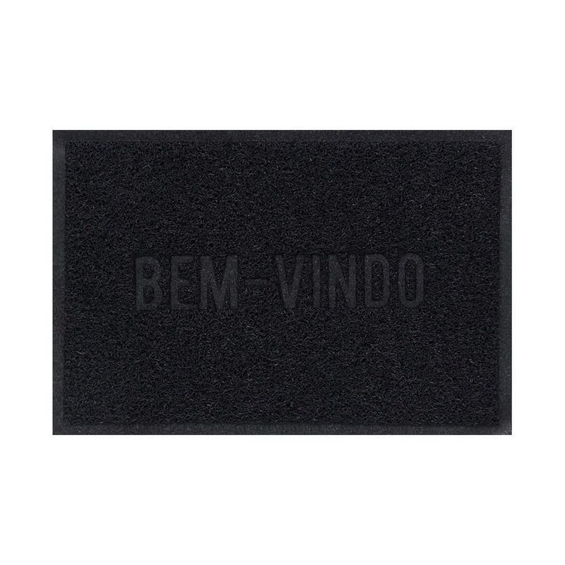 tapete uzoo capacho vinil bem vindo preto 60x40cm (mp)