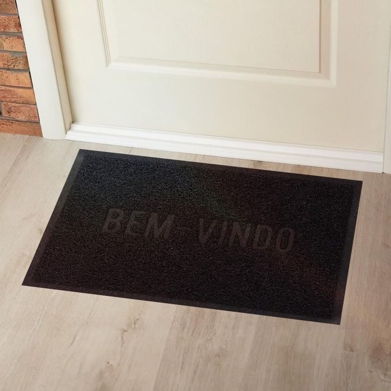 tapete uzoo capacho vinil bem vindo preto 60x40cm (mp)