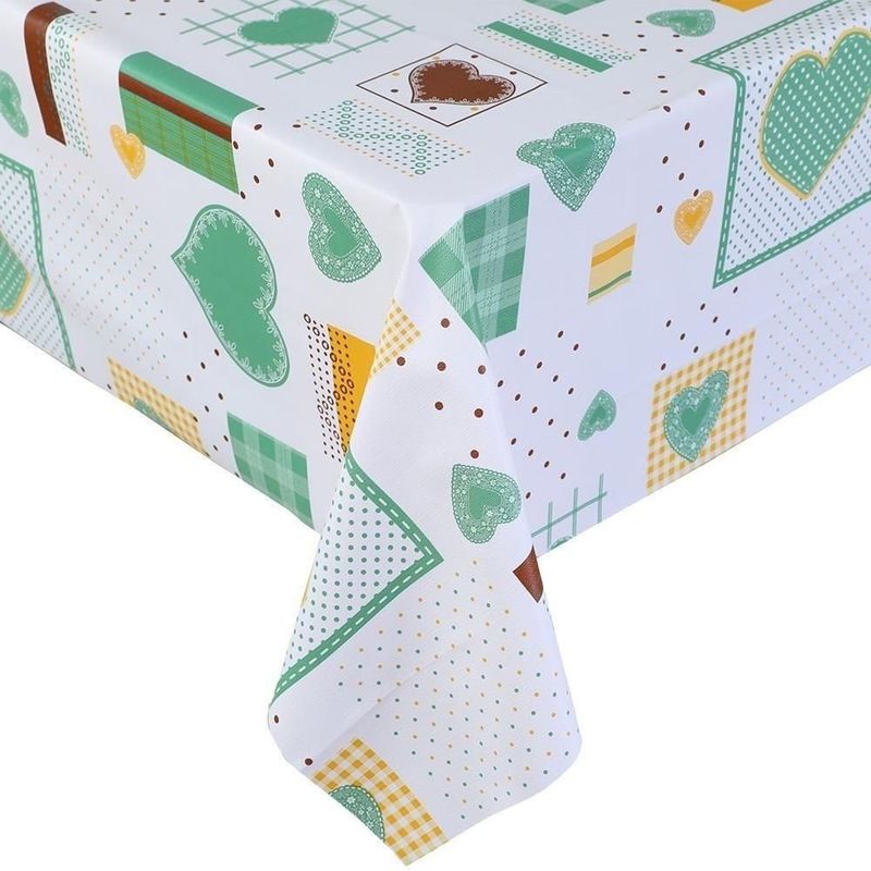 toalha de mesa uzoo termotex coração verde 140x220cm (mp)