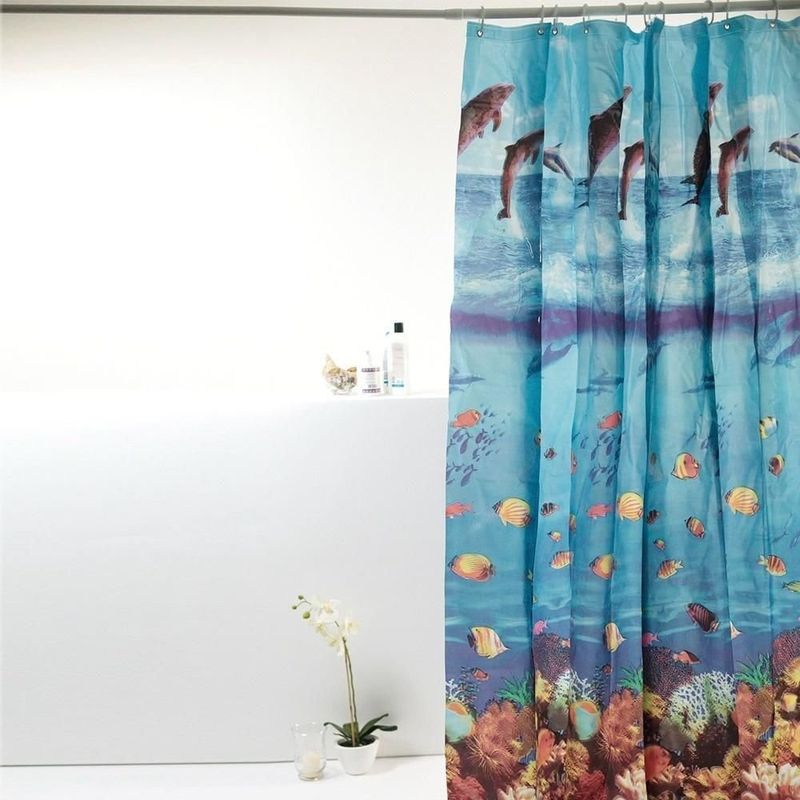 cortina para box uzoo pvc fundo mar azul 198x180cm (mp)