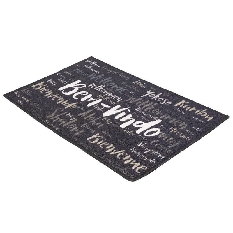 tapete de entrada uzoo bem vindo preto e cinza 40x60cm (mp)