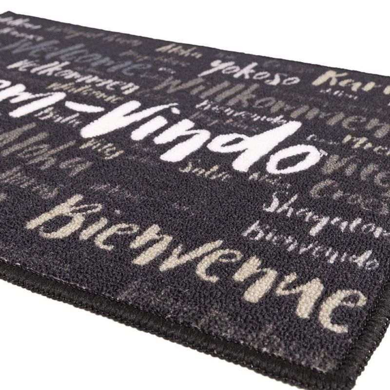 tapete de entrada uzoo bem vindo preto e cinza 40x60cm (mp)
