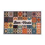 tapete de entrada uzoo bem vindo azulejo colorido 45x75cm (mp)