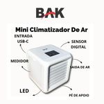 mini climatizador portátil bak 3 velocidades 7w (mp)