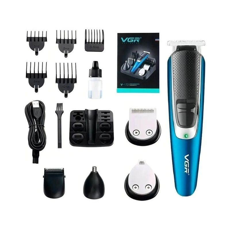 máquina de cortar cabelo vgr com acessórios recarregável v-172 (mp)