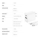carregador 1hora 2 entradas com cabo usb-c gar162 (mp)