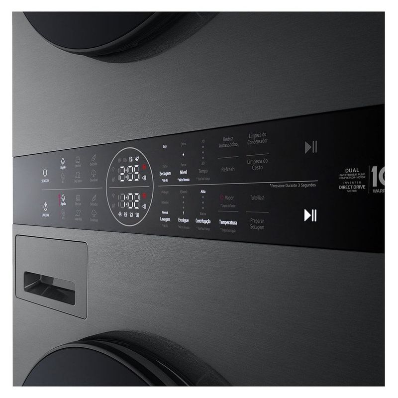 lava e seca 14kg lg washtower smart 220v preto 127v inox preto wk14bs6
