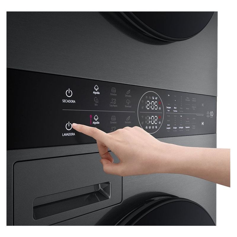 lava e seca 14kg lg washtower smart 220v preto 127v inox preto wk14bs6