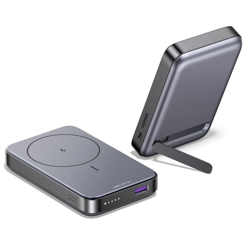 power bank ugreen 10000mah magnético com carregamento sem fio cinza e-bi