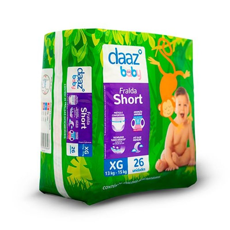 fralda shortinho daaz baby pants mega tamanho xg 26 unidades