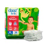 fralda shortinho daaz baby pants mega tamanho m 34 unidades