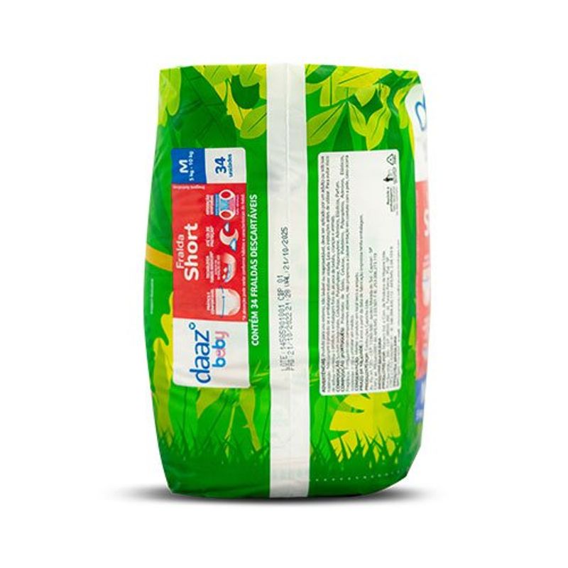 fralda shortinho daaz baby pants mega tamanho m 34 unidades