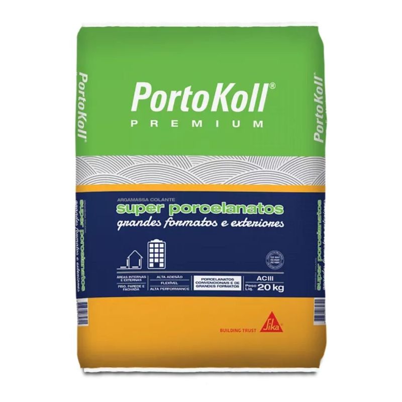 argamassa portokoll colante interno e externo 20kg super porcelanatos ac-iii cinza (mp)