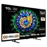 smart tv 4k 75" tcl premium qd-mini led google tv 144hz vrr tela hva processador tsr aipq 75a400m a400m