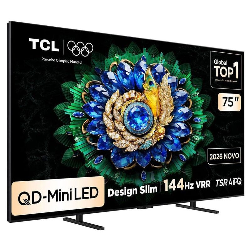smart tv 4k 75" tcl premium qd-mini led google tv 144hz vrr tela hva processador tsr aipq 75a400m a400m