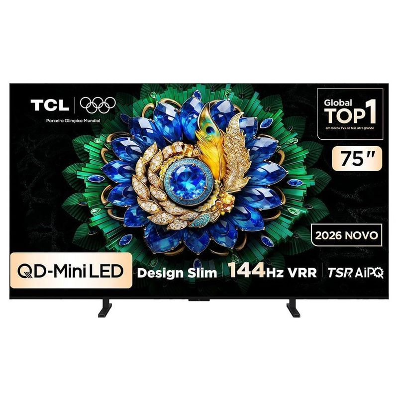 smart tv 4k 75" tcl premium qd-mini led google tv 144hz vrr tela hva processador tsr aipq 75a400m a400m