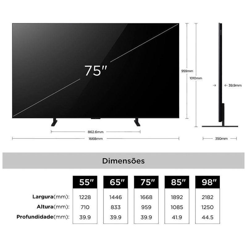 smart tv 4k 75" tcl premium qd-mini led google tv 144hz vrr tela hva processador tsr aipq 75a400m a400m