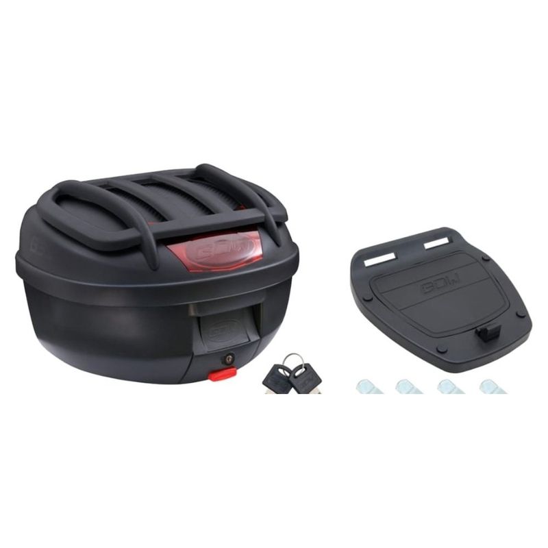 baú moto bauleto gow com bagageiro superior refletivo 33l preto (mp)