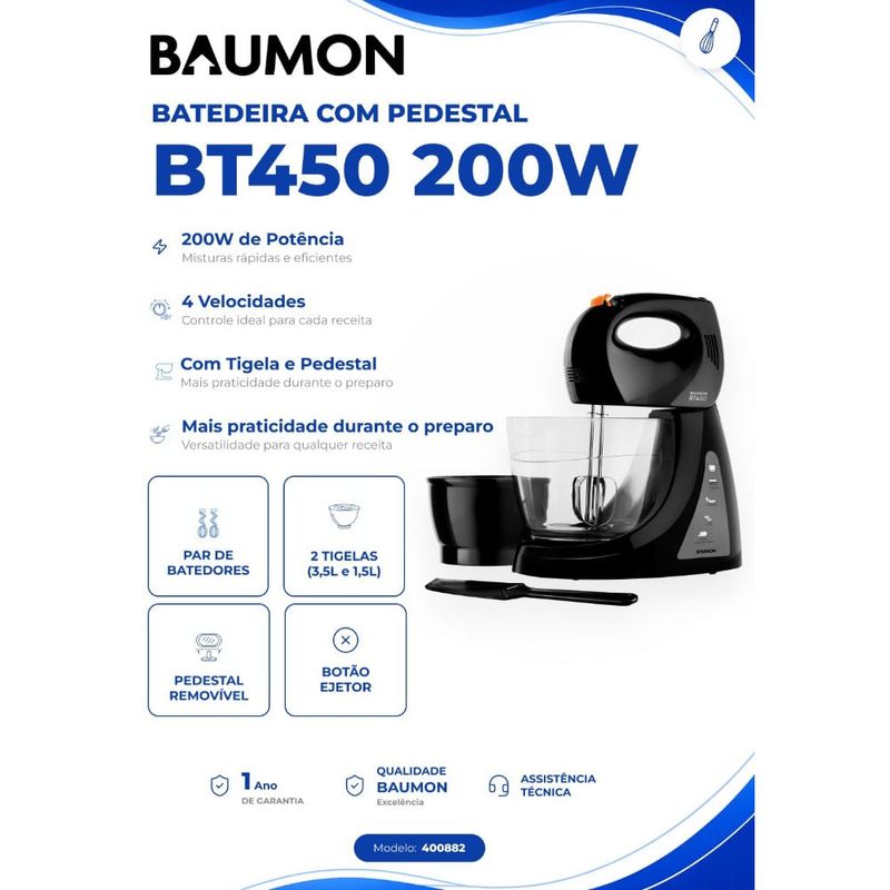 batedeira baumon 550w preto bt450