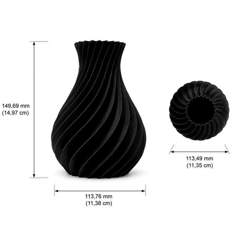 kit vaso decorativo 3 peças tekton3d linha movimento preto (mp)