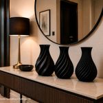 kit vaso decorativo 3 peças tekton3d linha movimento preto (mp)