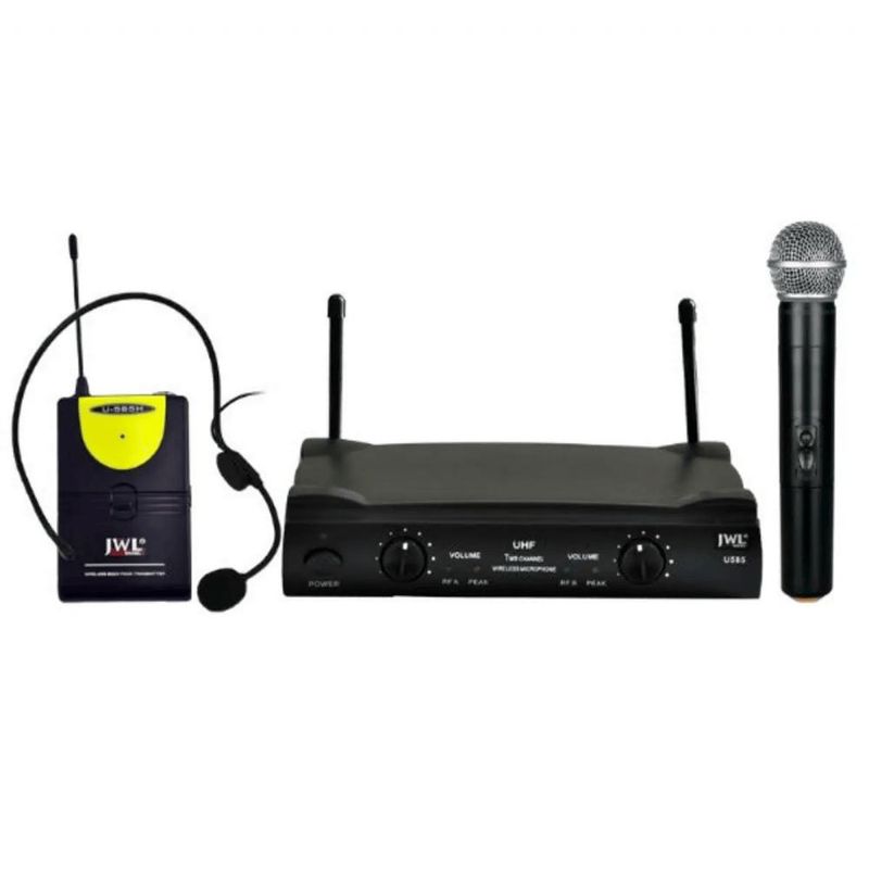 microfone sem fio jwl uhf headset + mão u585-h (mp)