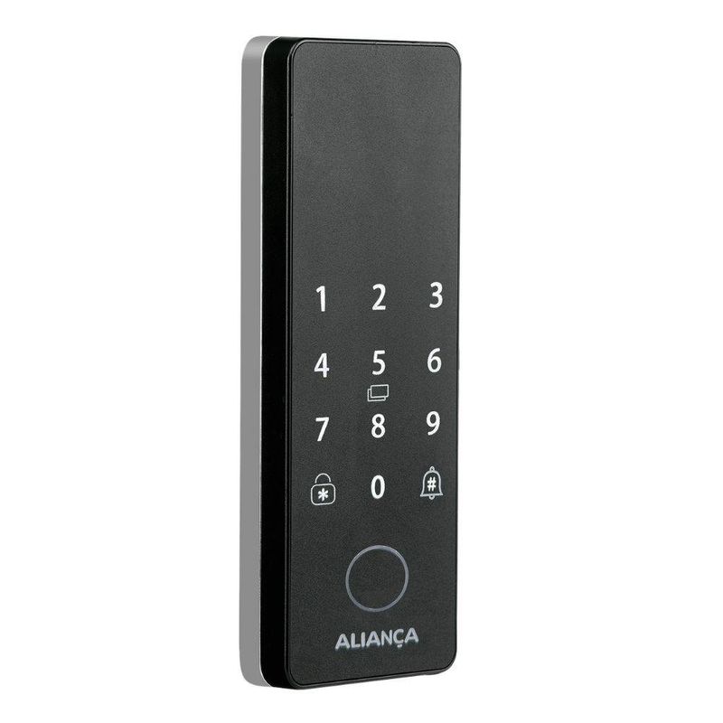 fechadura digital de sobrepor para porta de madeira aliança iris plus preto fosco (mp)