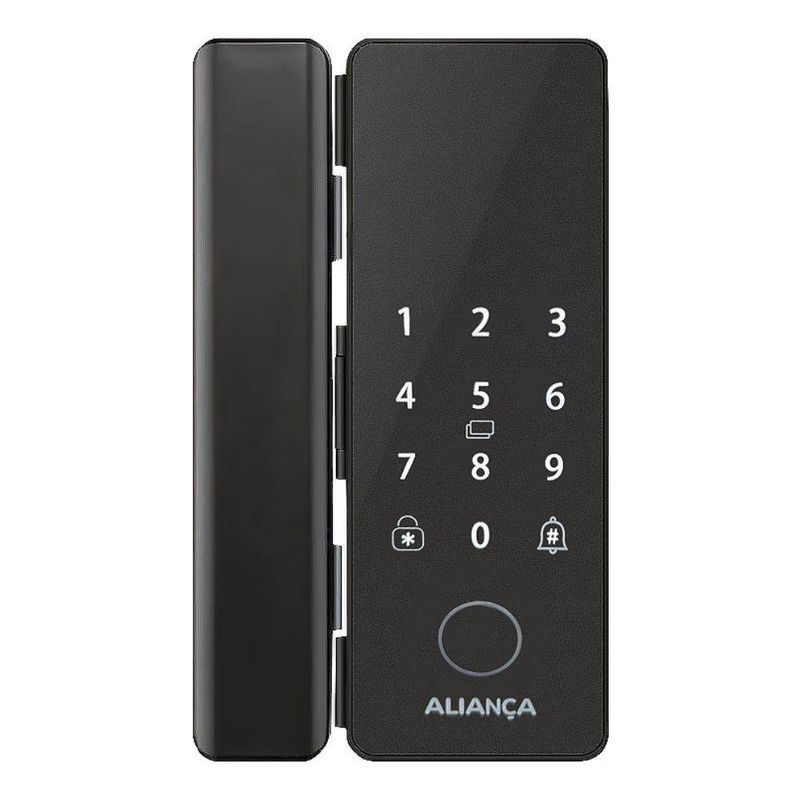 fechadura digital de sobrepor para porta de madeira aliança iris plus preto fosco (mp)