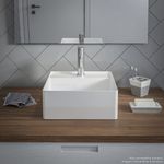 cuba de apoio roca quadrada com mesa terra t7 branco 30x30cm (mp)