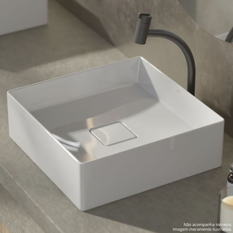 cuba de apoio roca quadrada sem mesa terra t4 branco 35x35cm (mp)