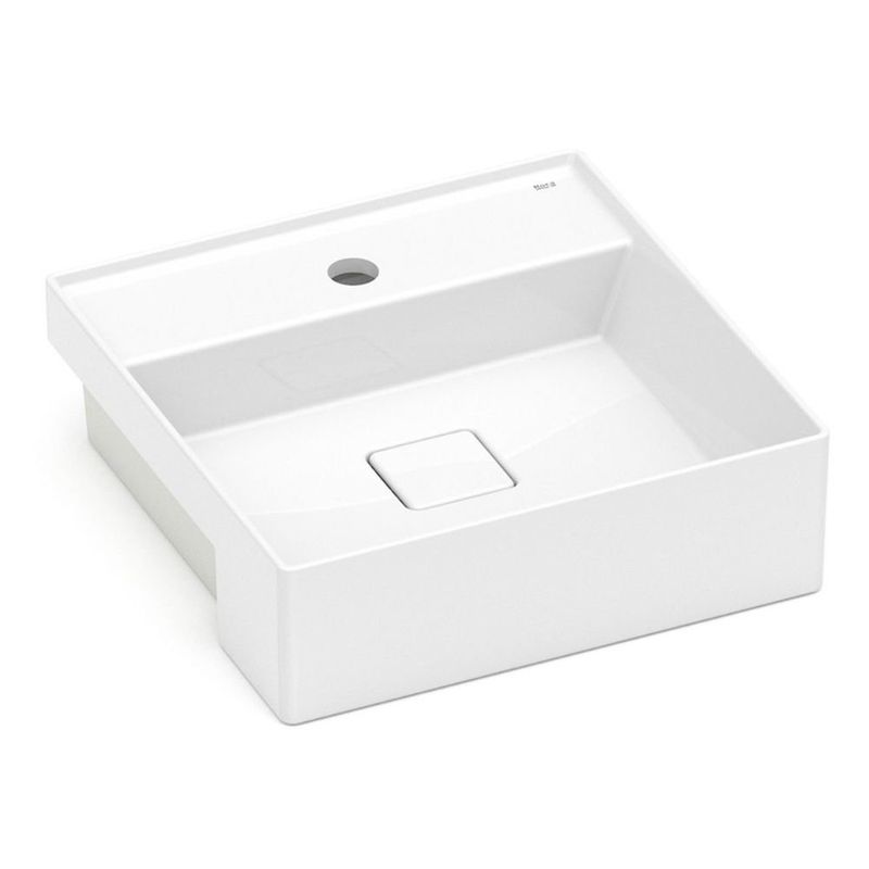 cuba semi encaixe roca quadrada com mesa terra t10 branco 40x40cm (mp)