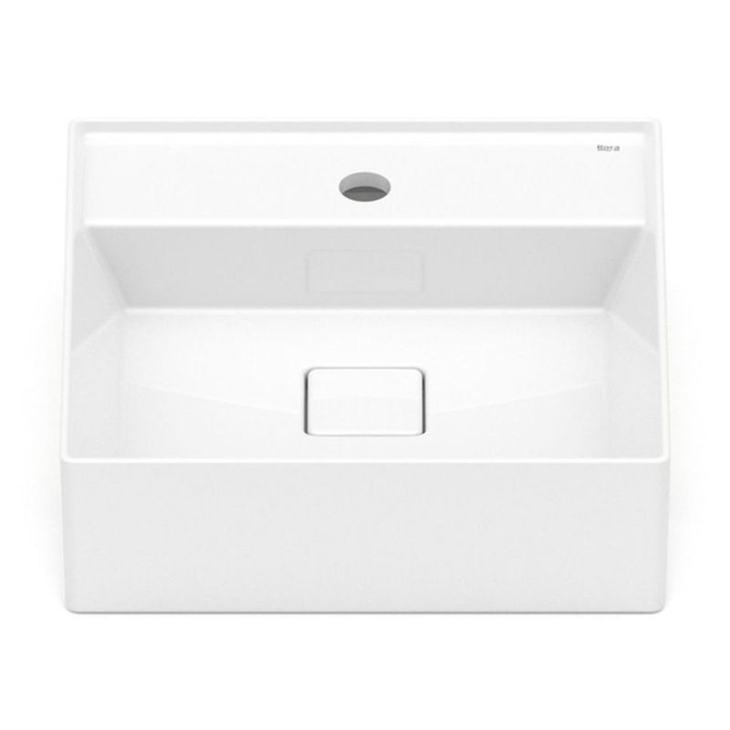 cuba semi encaixe roca quadrada com mesa terra t10 branco 40x40cm (mp)