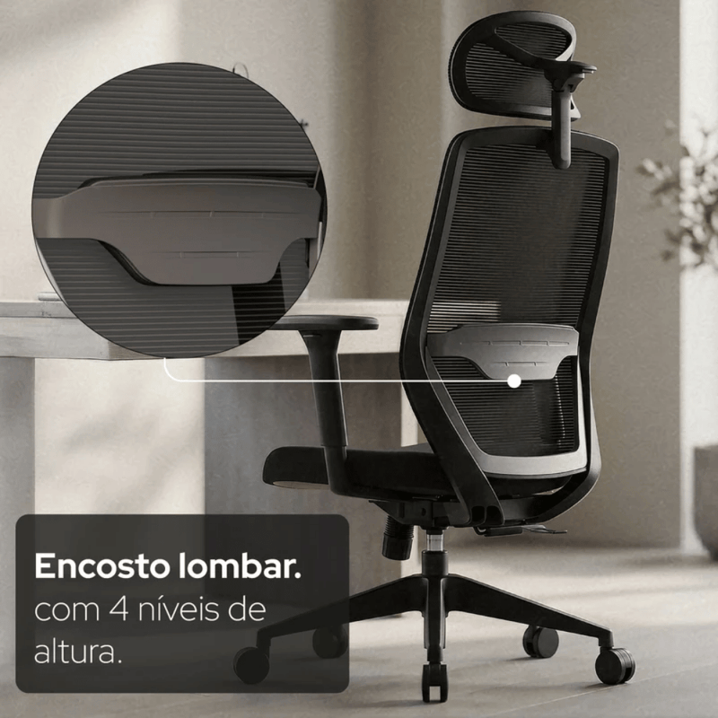 cadeira ergonômica elements serena preto (mp)