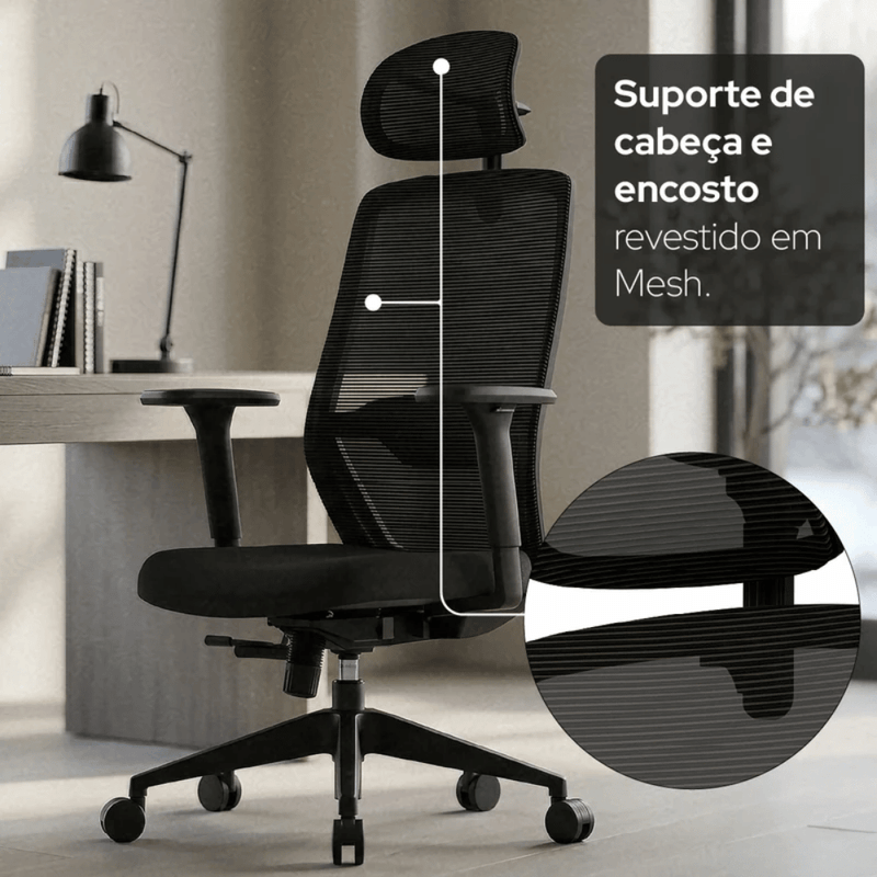 cadeira ergonômica elements serena preto (mp)