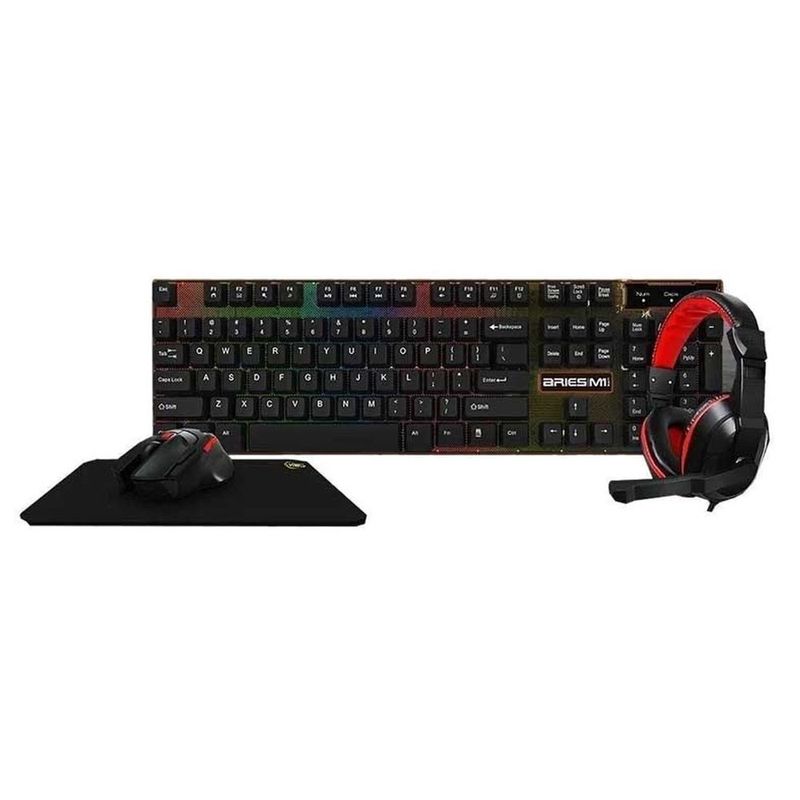kit gamer kwg aries m1 lite teclado mouse headset mousepad (mp)