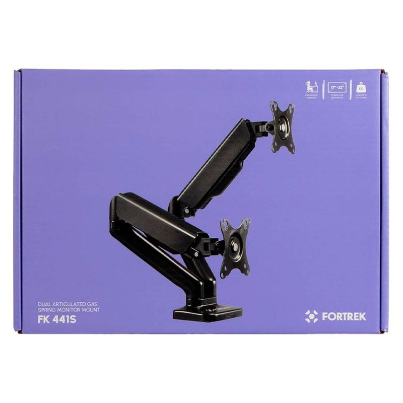 suporte de mesa articulado a gás fortrek para dois monitores 17" a 32" fk441s (mp)