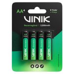pilha recarregável vinik aa 1.2v 2200mah blister com 4 vp2ab4r (mp)